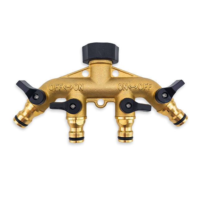 3/4 Inch Brass 4 Way Garden Tap Hose Manifold Adaptor