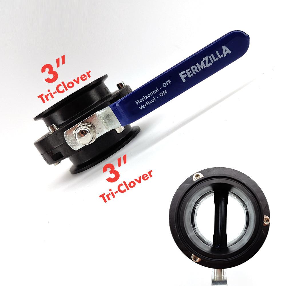 FermZilla 3 inch tri-clover butterfly valve