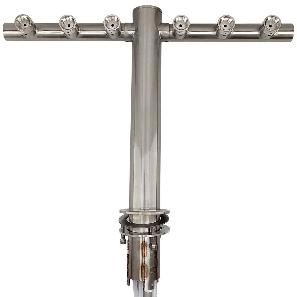 6 tap T-Bar flooded font stainless steel
