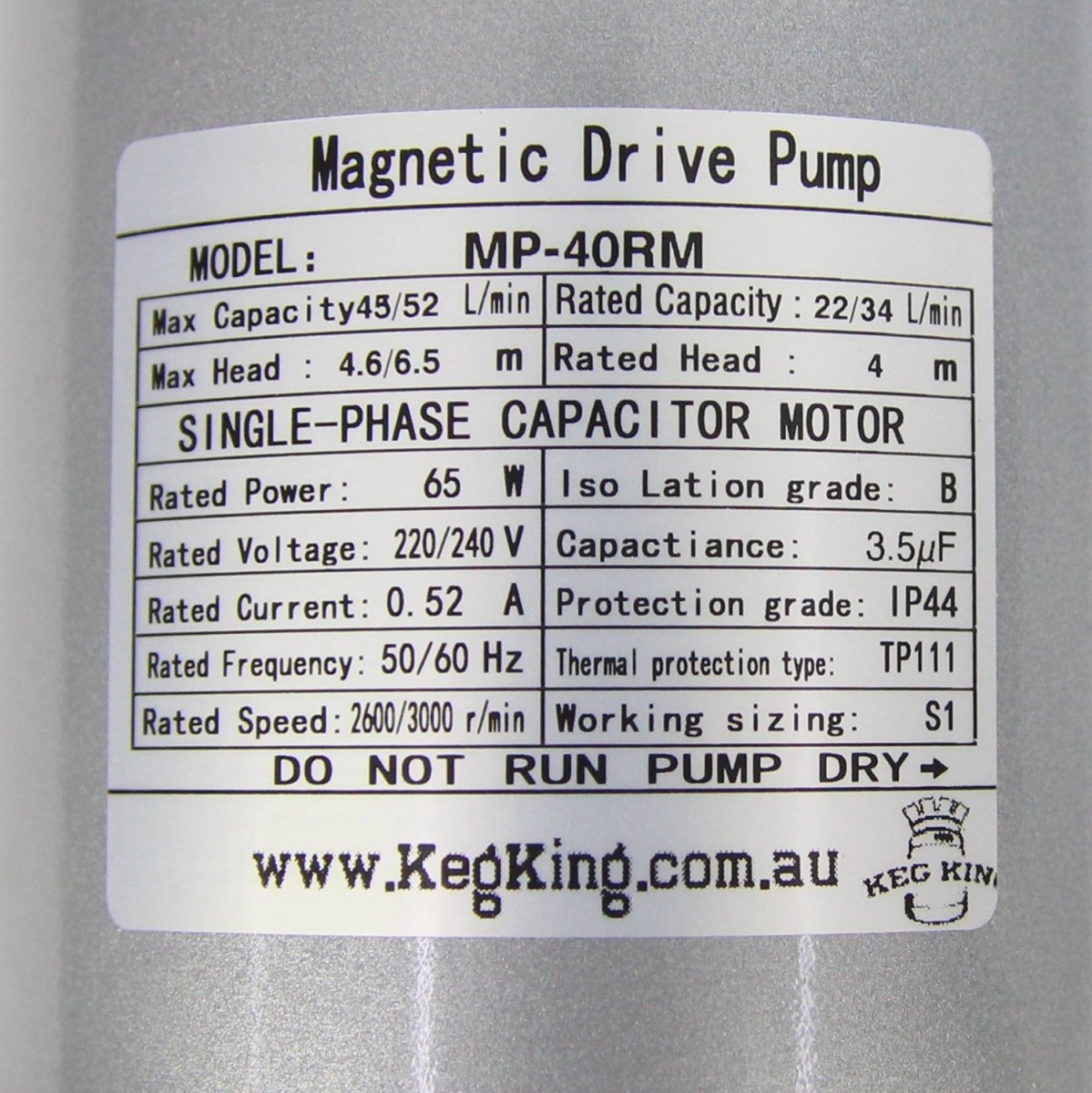 65w MKII High Temperature Magnetic Drive Pump with 3/4" BSP