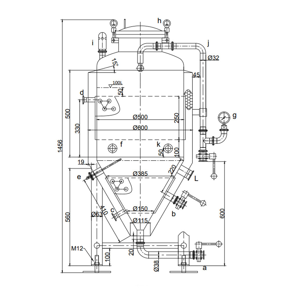 100L Conical Fermenter (Pressurisable, Jacketed)