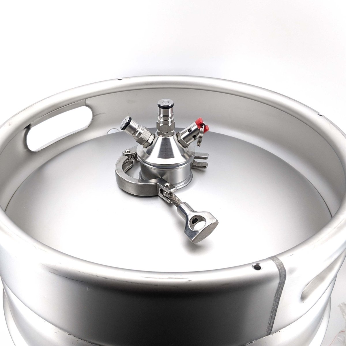 Ball lock tapping head to 2 inch tri-clover adaptor