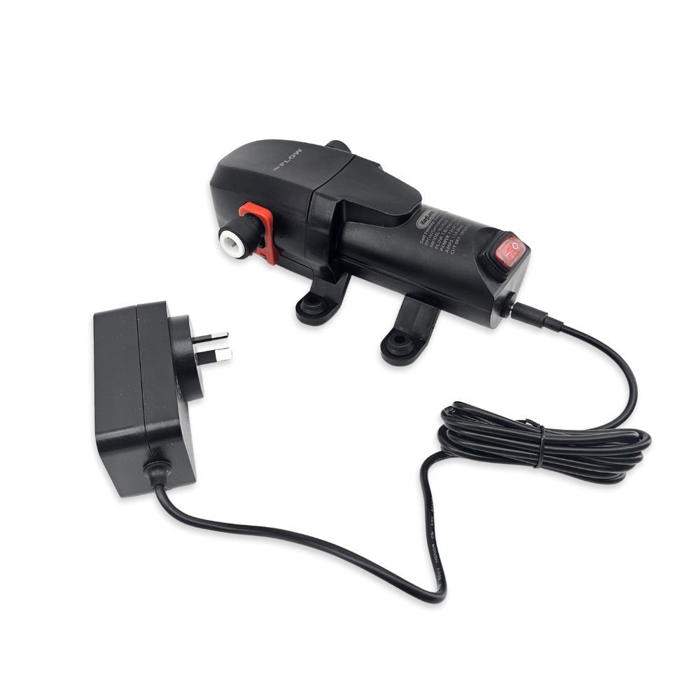 BevPump diaphragm pump with 12V power supply, 10psi auto cutoff