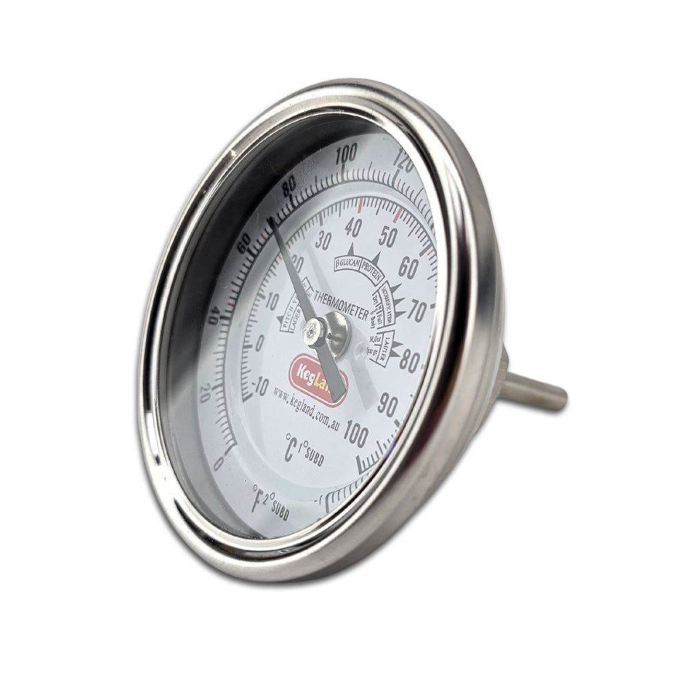 Bi-metal 3 inch dial thermometer, short stem