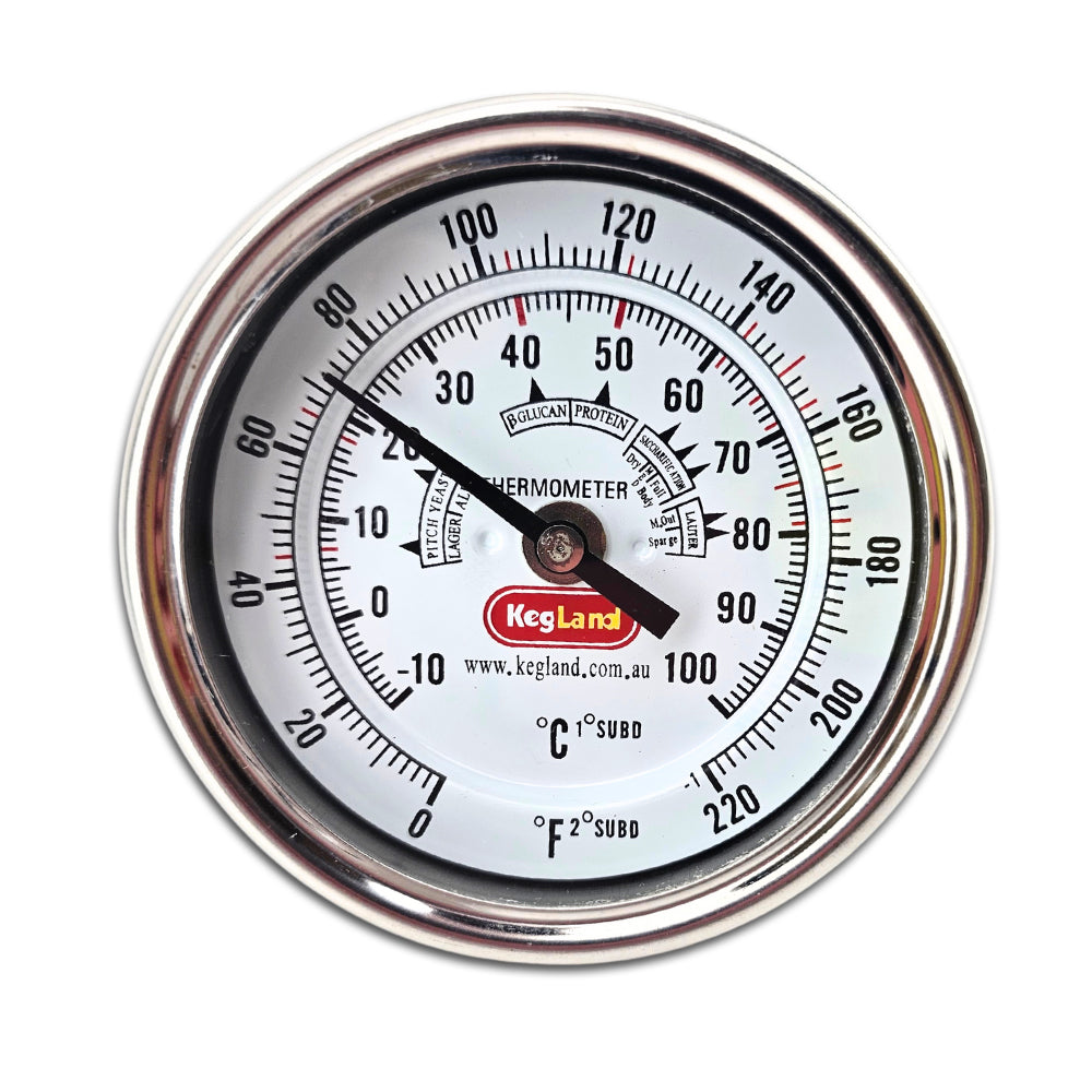 Bi-metal 3 inch dial thermometer, long stem