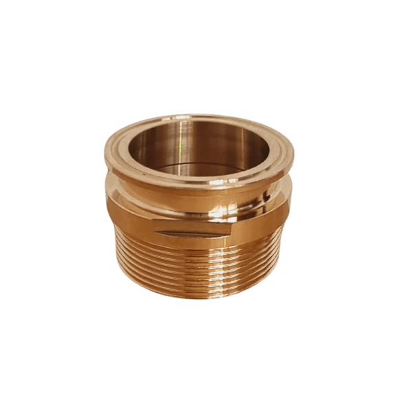 Stainless condenser adaptor, male thread to triclover ferrule