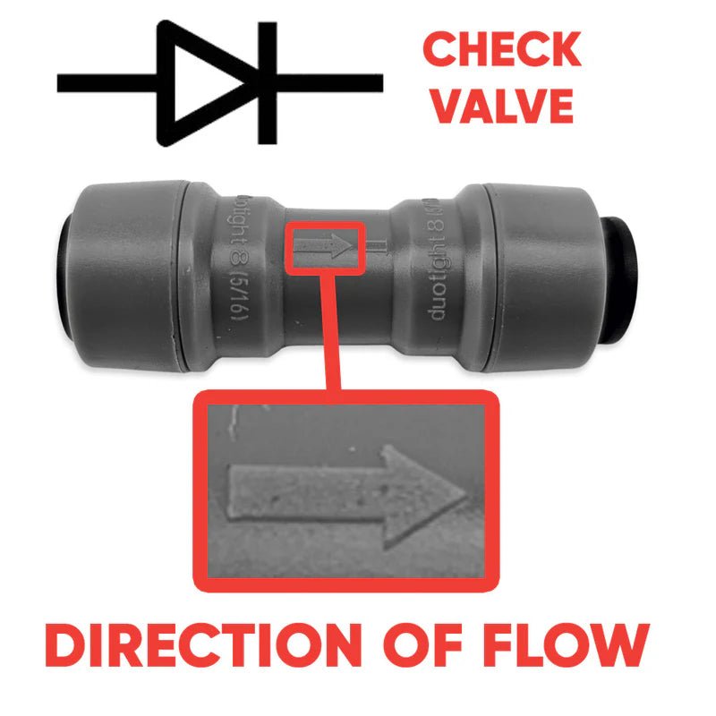 duotight - 8mm (5/16”) Female x 8mm (5/16”) Female One Way Check Valve (Gas) - Distillery King Australia