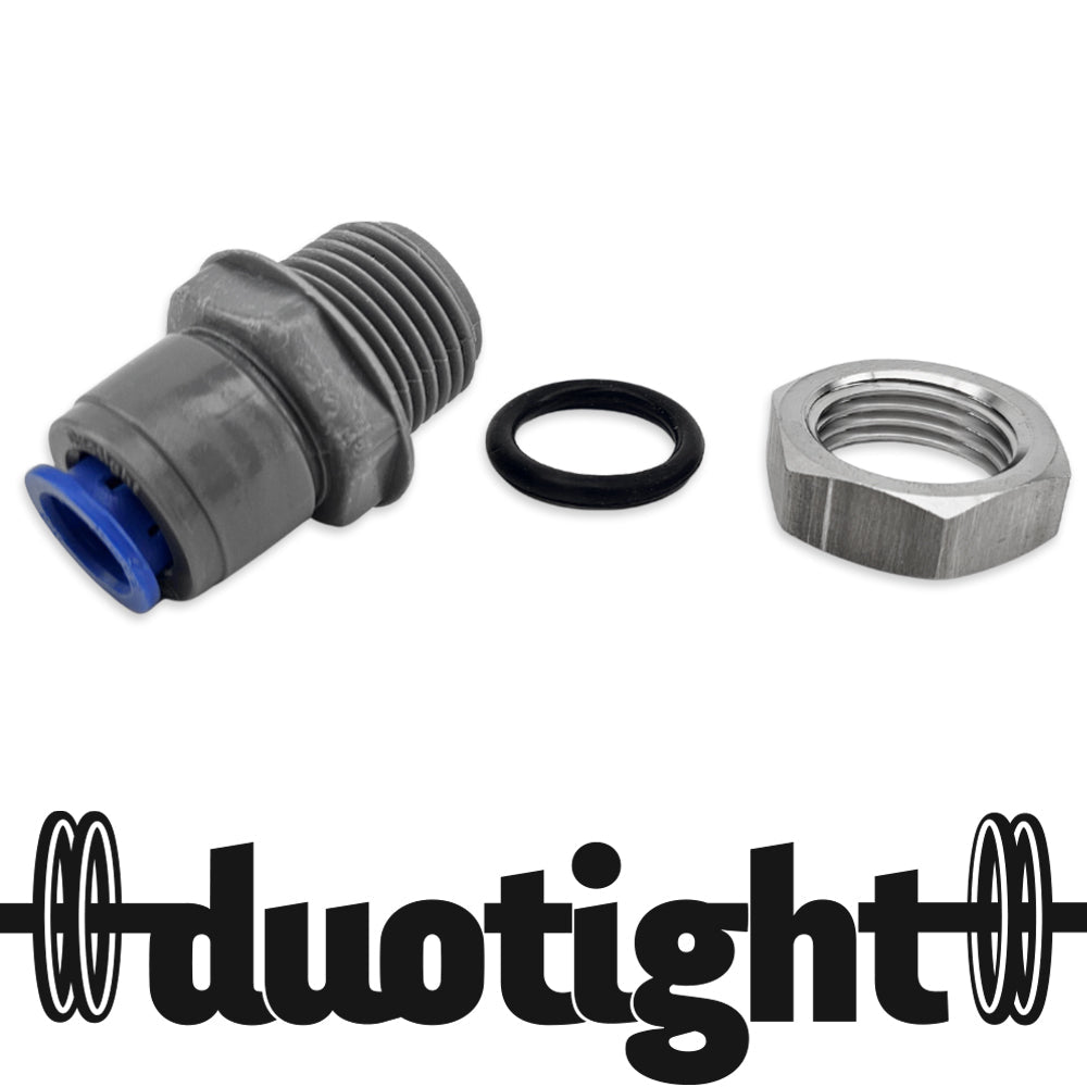 duotight 9.5mm bulkhead fitting with 1/2 inch male thread and locking nut