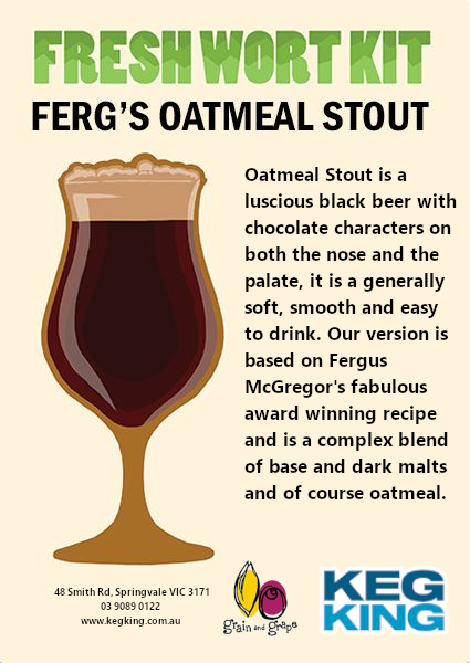 Fergs Oatmeal Stout Fresh Wort Kit - Keg King Brewing