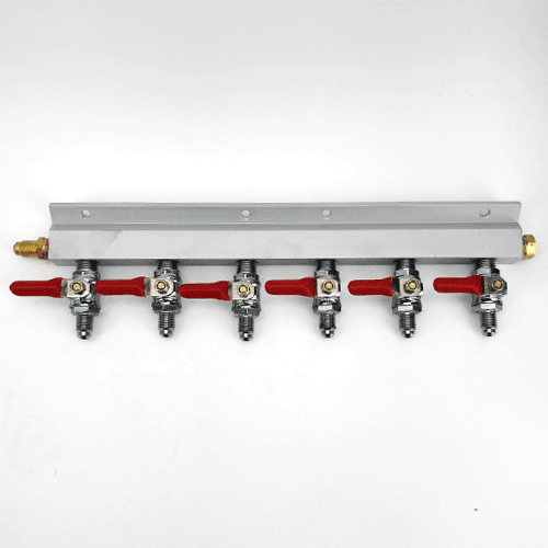 6-way gas line manifold splitter with MFL thread