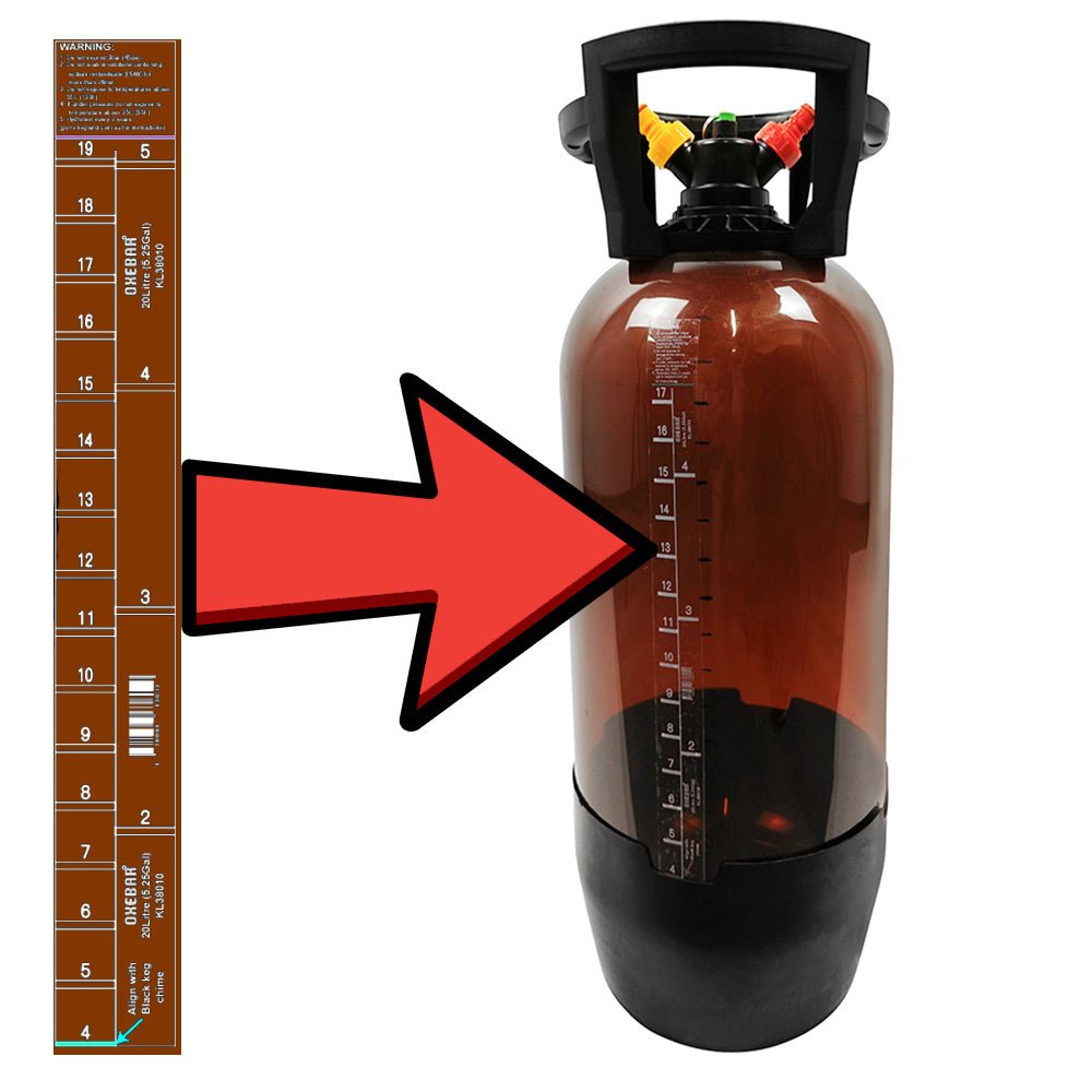 Graduation sticker for a 20L amber PET keg and pressure fermenter tank