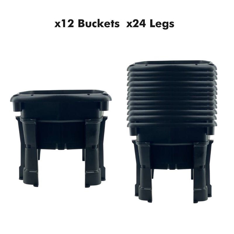 Hooch multi-bucket hydroponic system with legs, 12 units