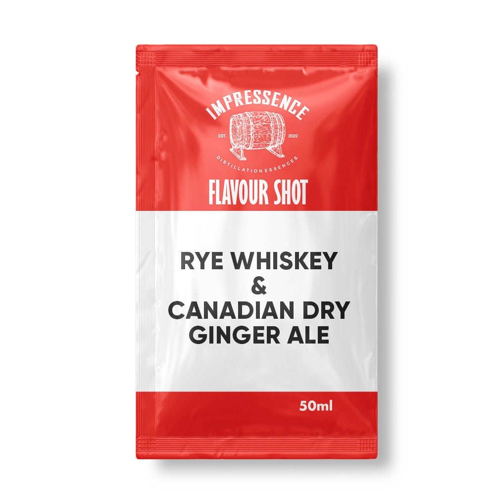 Impressence rye whiskey Canadian dry ginger ale flavour shot