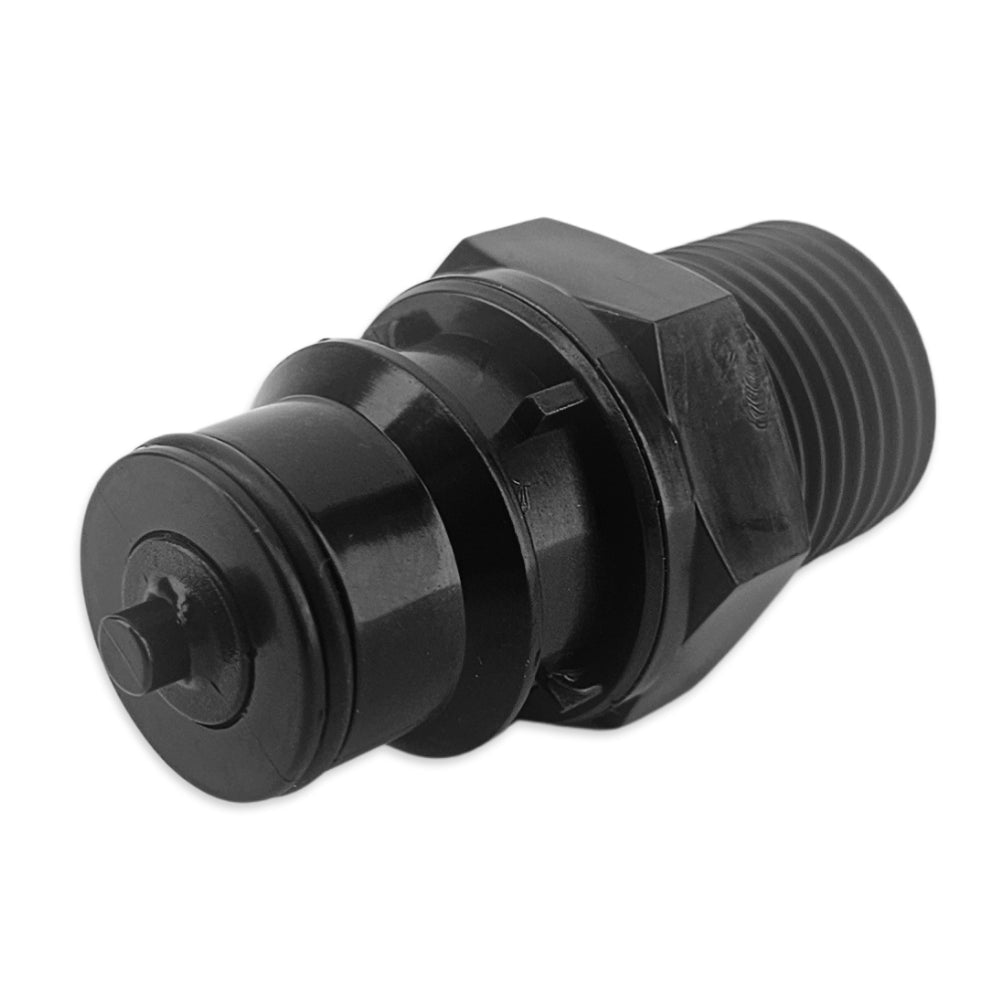 JoinTech male connector with 1/2 inch BSPT thread and auto shut off