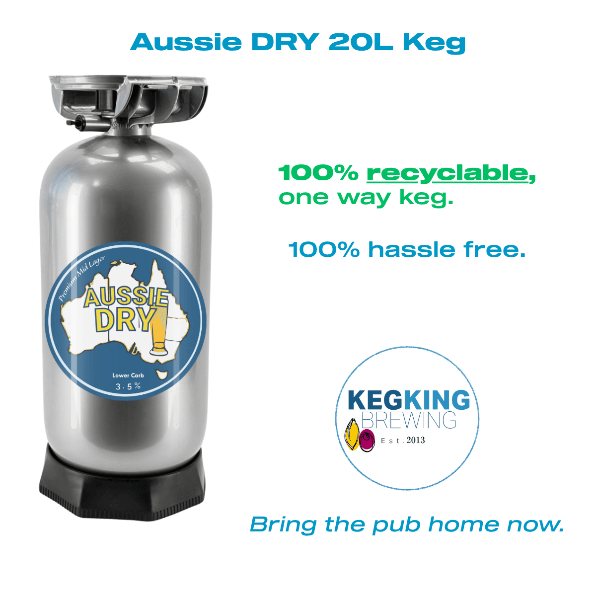 Keg King Aussie Dry 3.5% 20 litre keg