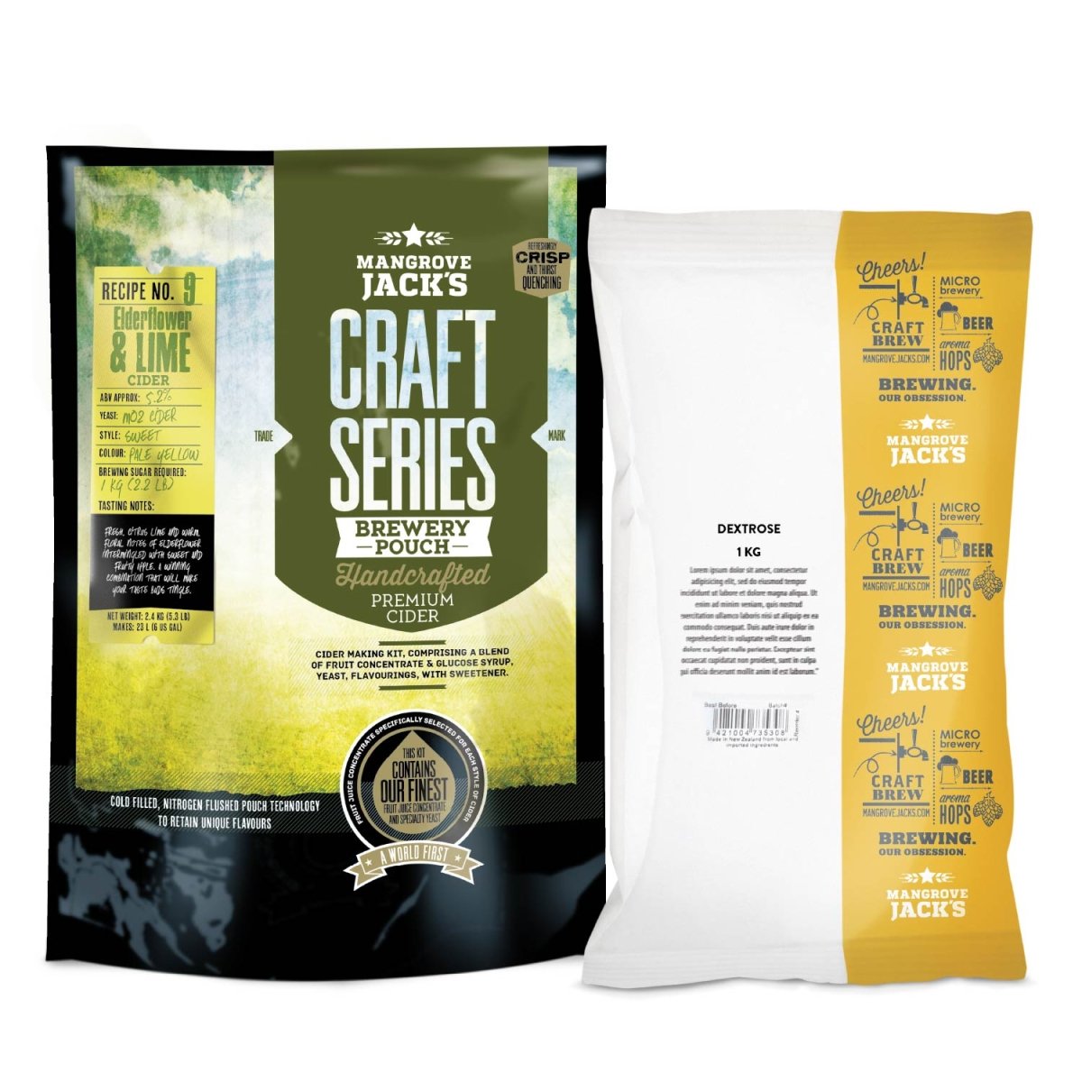 Mangrove Jack's Craft Series Elderflower and Lime Cider Kit with 1kg Dextrose
