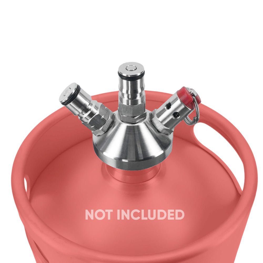 Ball lock tapping head for mini kegs with silicone hose
