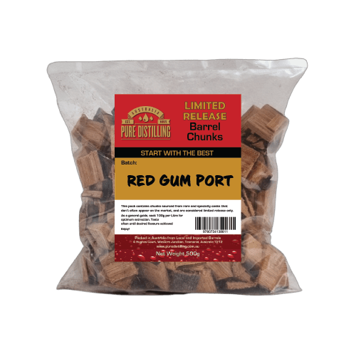 Oak Barrel Chunks - Red Gum Port Chips 500g - Distillery King Australia