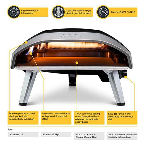 Ooni Koda 16 inch portable gas fired outdoor pizza oven