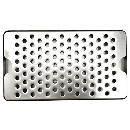 Punched stainless steel counter top drip tray