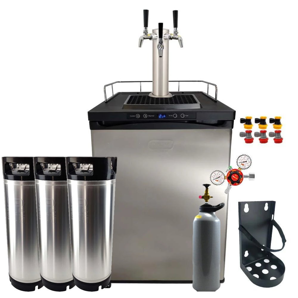 Series X Kegerator 3 Tap Triple Tap Three Tap PREMIUM BUNDLE 3x Taps with 3 New Kegs, Gas & Disconnects - Distillery King Australia