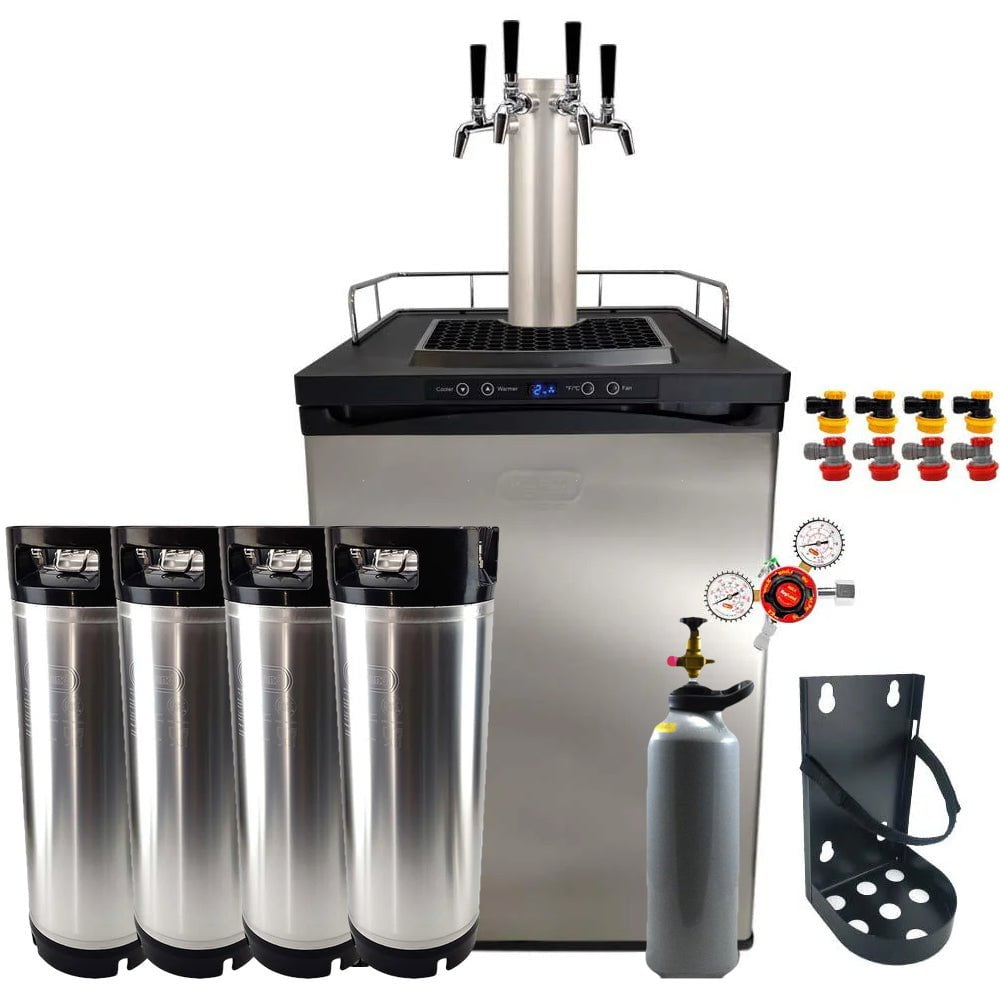 Series X Kegerator 4 Tap Quadruple Tap Four Tap PREMIUM BUNDLE 4x Taps with 4 New Kegs, Gas & Disconnects - Distillery King Australia