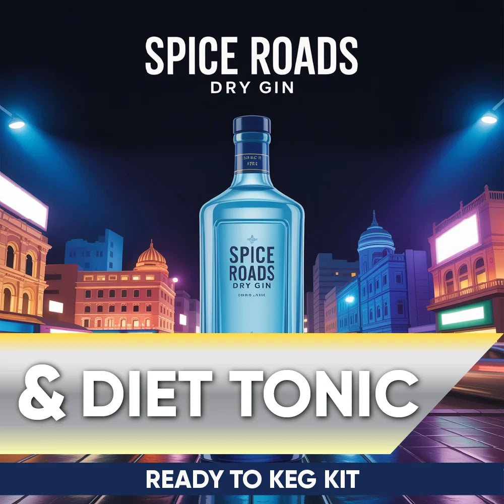 Spice Roads Dry Gin and Diet Tonic ready to keg kit
