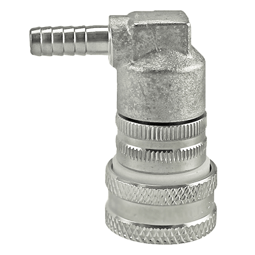 Stainless gas ball lock disconnect with barb, grey collar