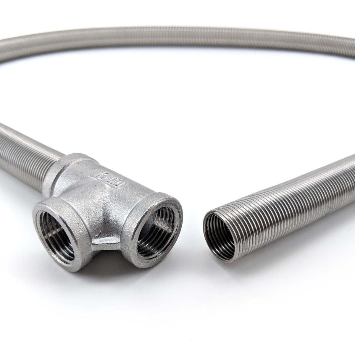Stainless steel helix coil, 1m, with tee