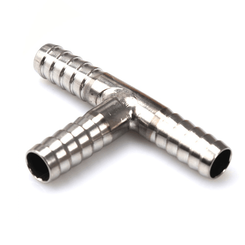 Stainless steel tee fitting, 6mm barb