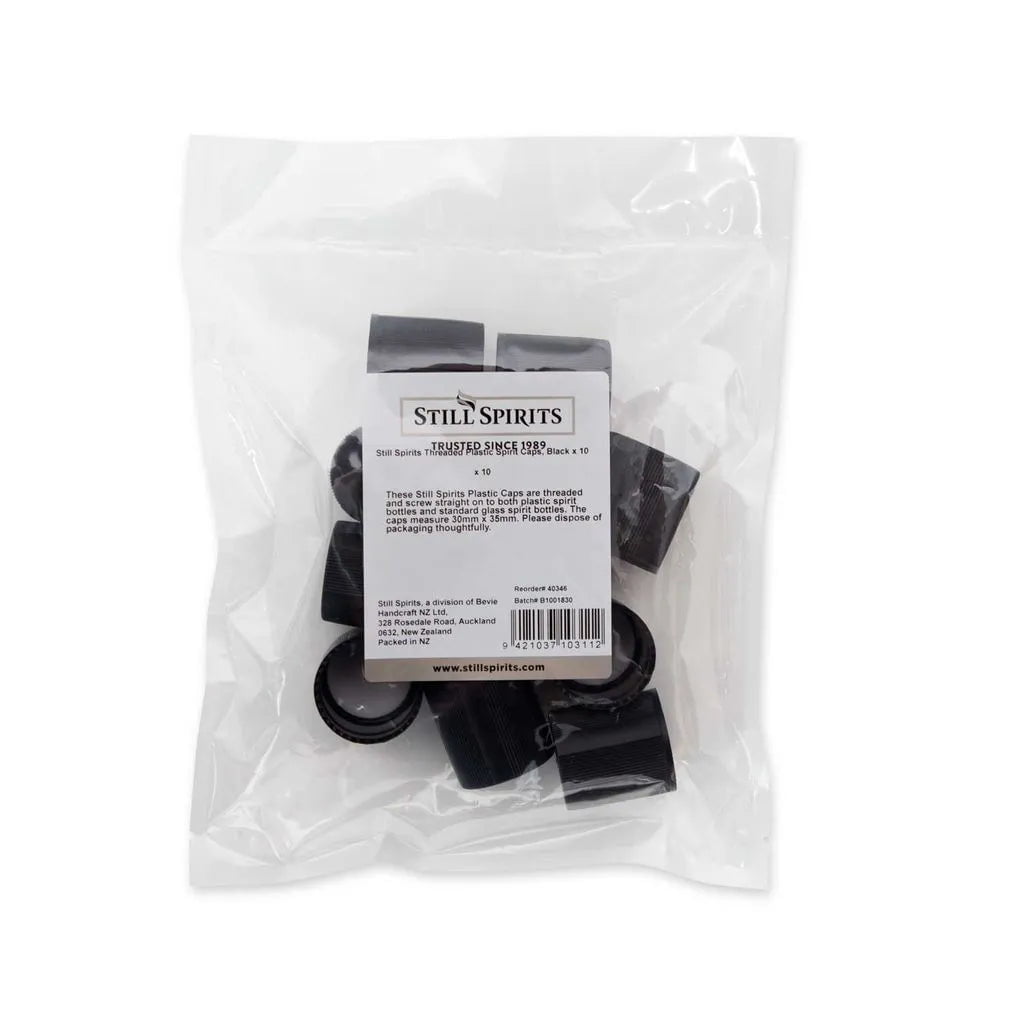 Still Spirits Threaded Plastic Spirit Caps, Black x 10 - Distillery King Australia