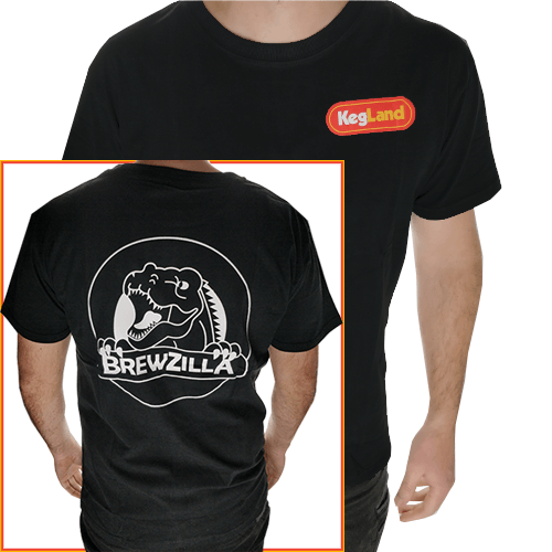 Black t-shirt with BrewZilla logo print on the back