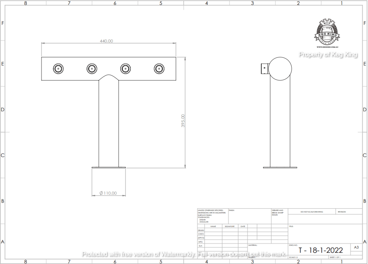 Ultra T FasTap quad 4 tap T-bar beer tower