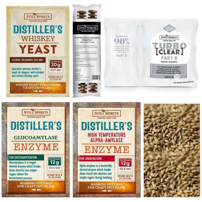 Still Spirits Peated Whiskey Grain Kit: Whiskey Distiller's Yeast + PEATED Grain