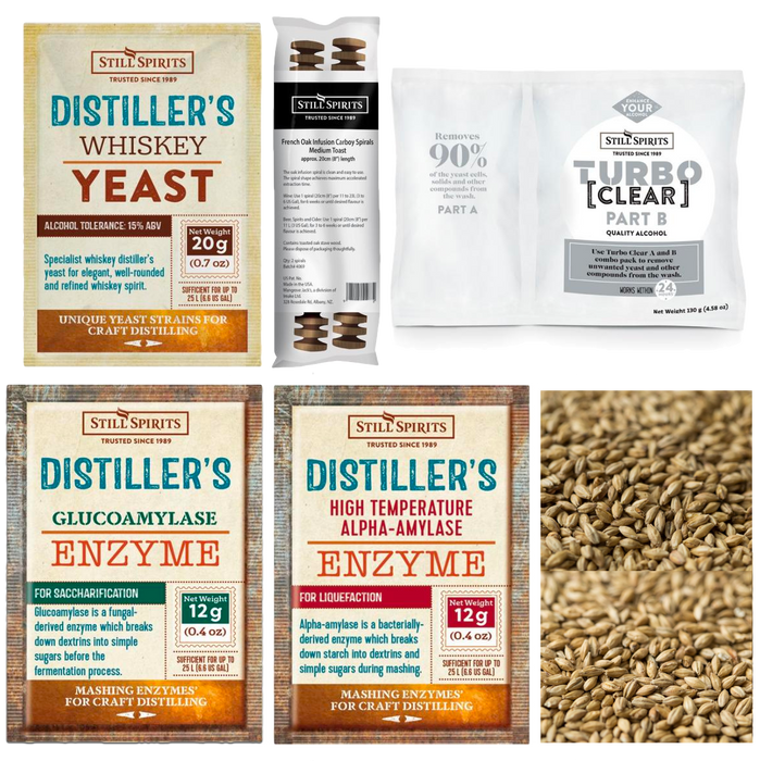 Still Spirits Smoked Whiskey Grain Kit: Whiskey Distiller's Yeast + SMOKED Grain
