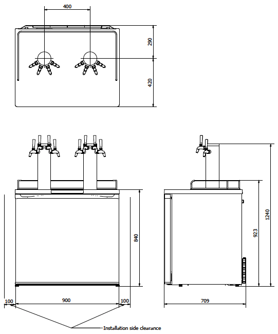 Series X Plus Kegerator for 2x Commercial 50L Kegs - 2x Double Taps - Fits either 2x 50L commercial kegs or up to 8x Ball Lock Corny Kegs - Distillery King Australia
