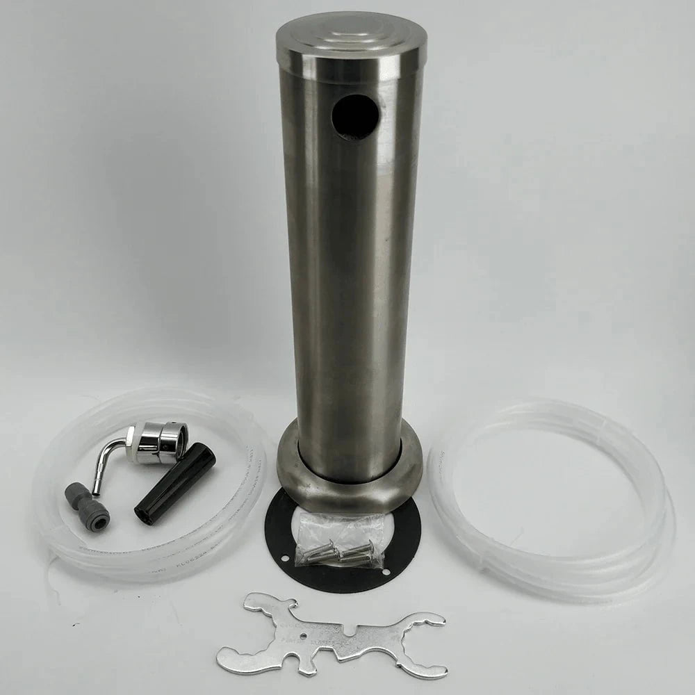 1 Tap One Tap Single Tap Brushed Stainless Font Kit with SS duotight short shank and black handle (Without Tap) - Distillery King Australia