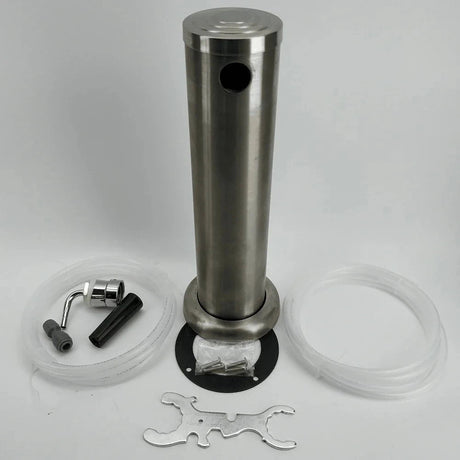 1 Tap One Tap Single Tap Brushed Stainless Font Kit with SS duotight short shank and black handle (Without Tap) - Distillery King Australia