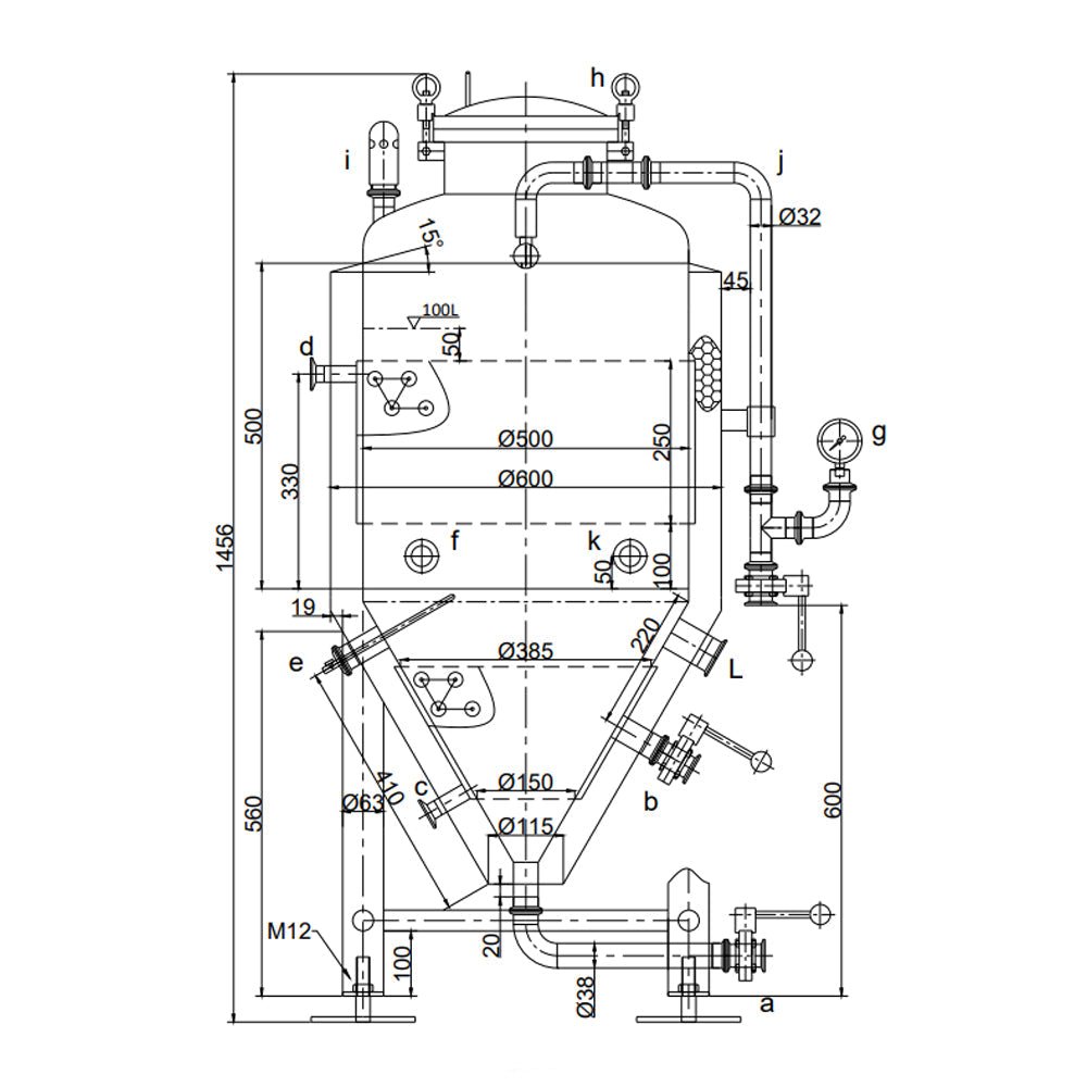 100L Conical Fermenter (Pressurisable, Jacketed)