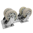 Set of four 100mm heavy duty castor wheels, two with brakes