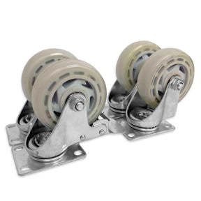 Set of four 100mm heavy duty castor wheels, two with brakes