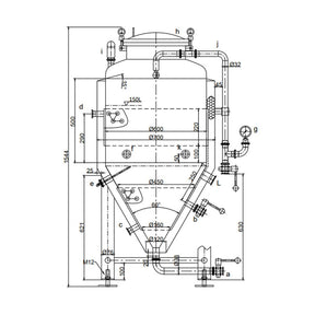 150L pressurisable jacketed conical fermenter