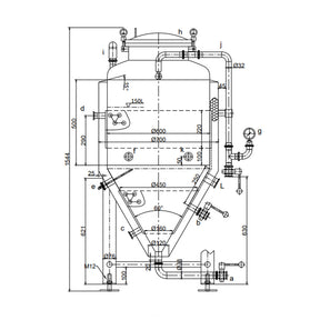 150L pressurisable jacketed conical fermenter