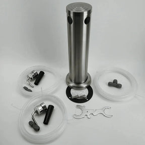 2 Tap Two Tap Double Tap Brushed Stainless Font Kit with SS Duotight Short shank and Black handle (Without Tap) - Distillery King Australia
