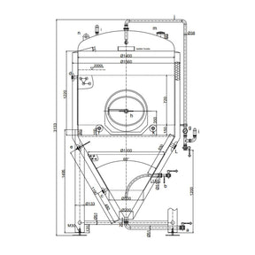 2000 litre jacketed conical fermenter