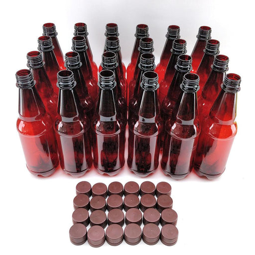 24 x 500mL PET Amber Brown Bottles with Screw Caps - Distillery King Australia