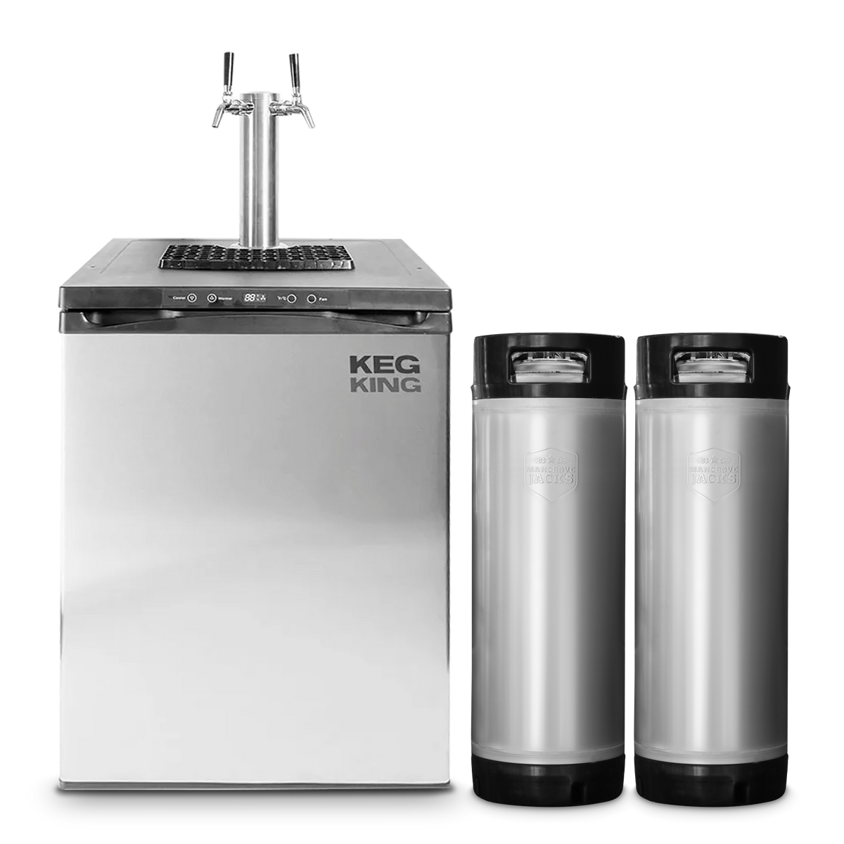 Kegmaster Premium XL 2 tap kegerator with two kegs
