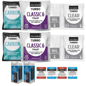 2x T500 Classic 6 Batch Pack: 2x Still Spirits Classic 6 Yeast, 2x Turbo Carbon, 2x Turbo Clear, 2x EZ Filter, 2x Cold Water Detergent & 2x No - Rinse Sanitiser - Distillery King Australia