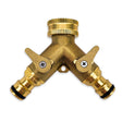 3/4 Inch Brass 2 Way Splitter Garden Tap Hose Manifold Adaptor