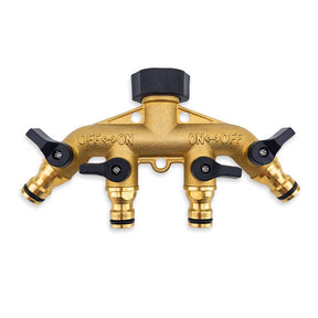 3/4 Inch Brass 4 Way Garden Tap Hose Manifold Adaptor